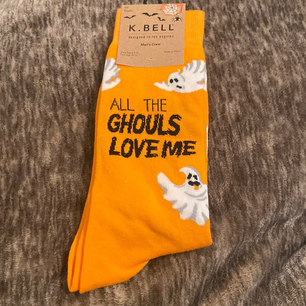 K Bell Halloween All The Ghouls Love Me Ghost Socks Unisex